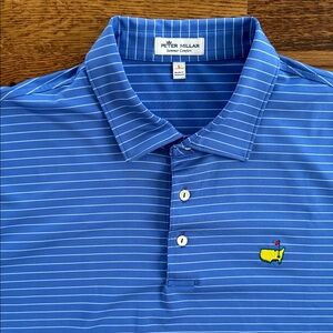 Peter Millar Masters Blue Striped Polo Shirt Large